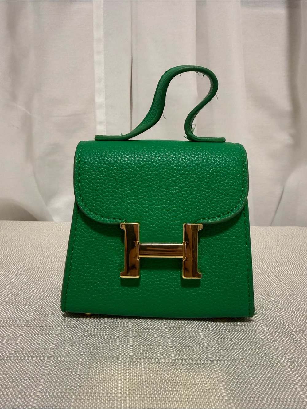 Mini Green Top-Handle kids Bag with Gold H Hardware